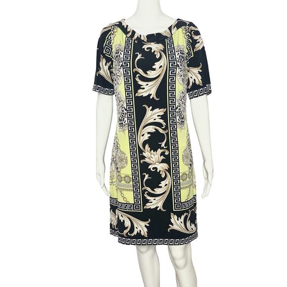 Etcetera Enchanted neo- classical motif print stretch jersey dress Sz6 - Picture 1 of 4